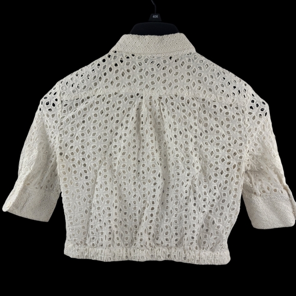 BCBGMAXAZRIA Thea cropped eyelet button-down top / overpiece Size XXS - Picture 2 of 3